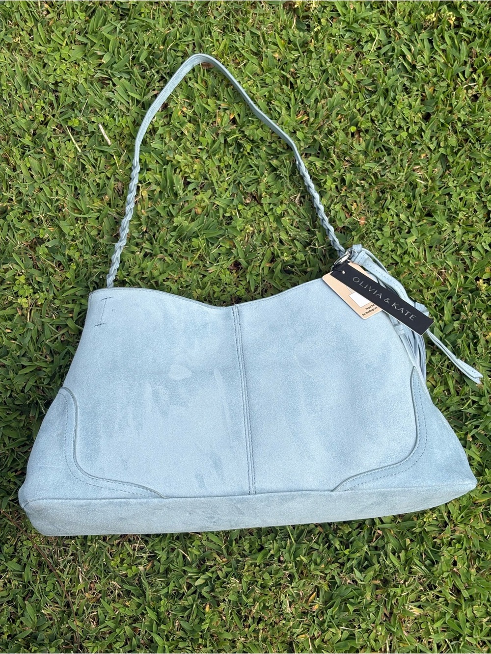 Light Blue Suede Shoulder Bag